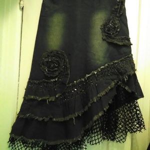 Denim and lace skirt